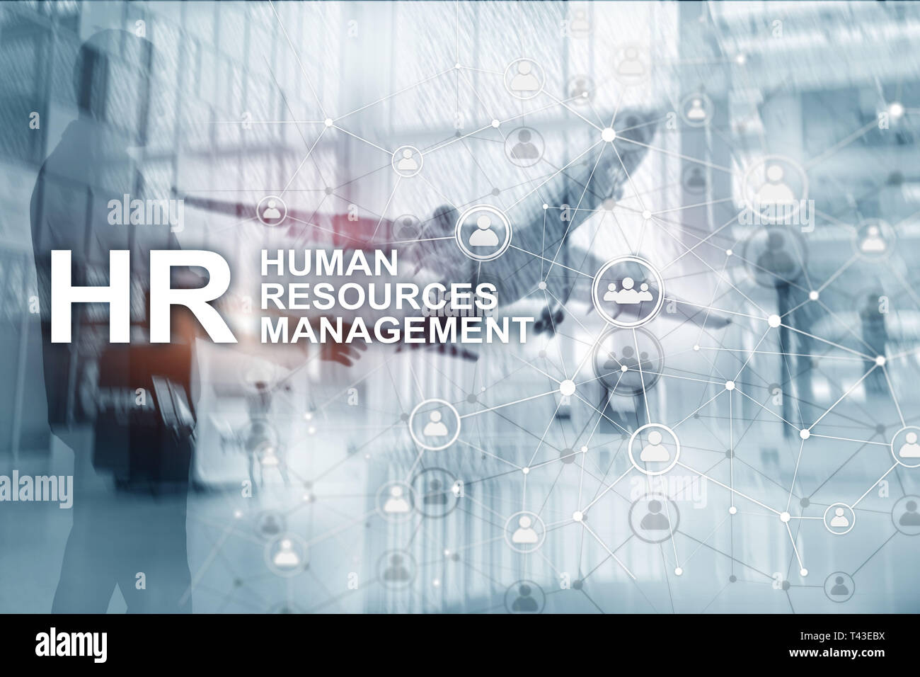 La gestion des ressources humaines, RH, Team Building et de recrutement concept sur fond flou. Banque D'Images