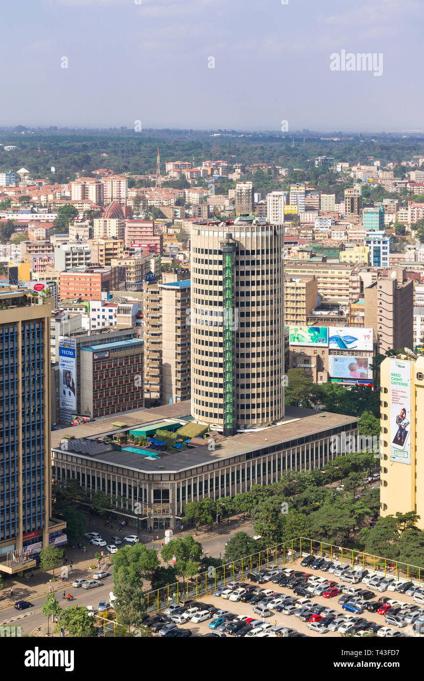 Le Hilton Nairobi hotel building et Central Business District (CBD), Nairobi, Kenya Banque D'Images