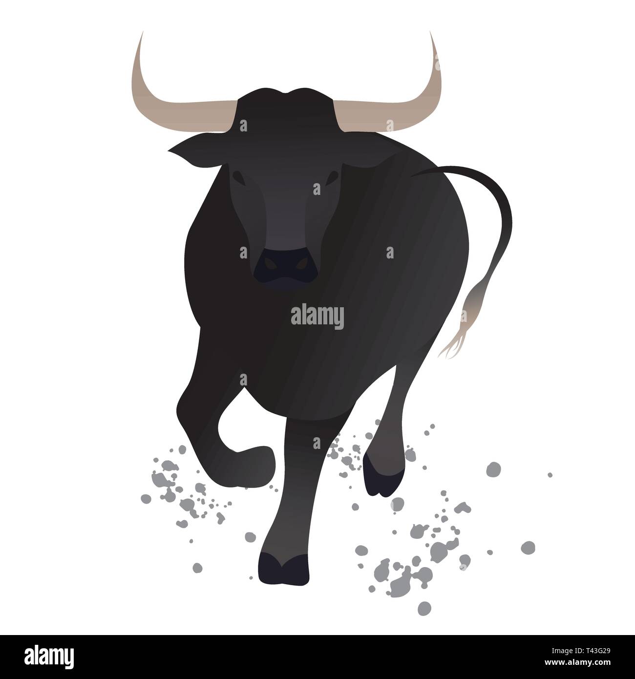Bull en face isolé sur fond blanc. Espace blanc pour le texte ou image. Illustration de Vecteur