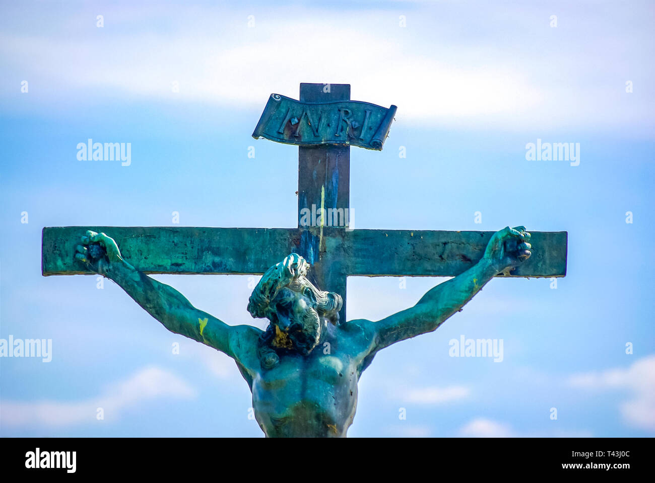 L'île aux fleurs de Mainau, sur le lac de Constance, Allemagne - le 8 mai 2009 : le crucifix à l'Mainausteg, ce qu'on appelle les Suédois. Banque D'Images