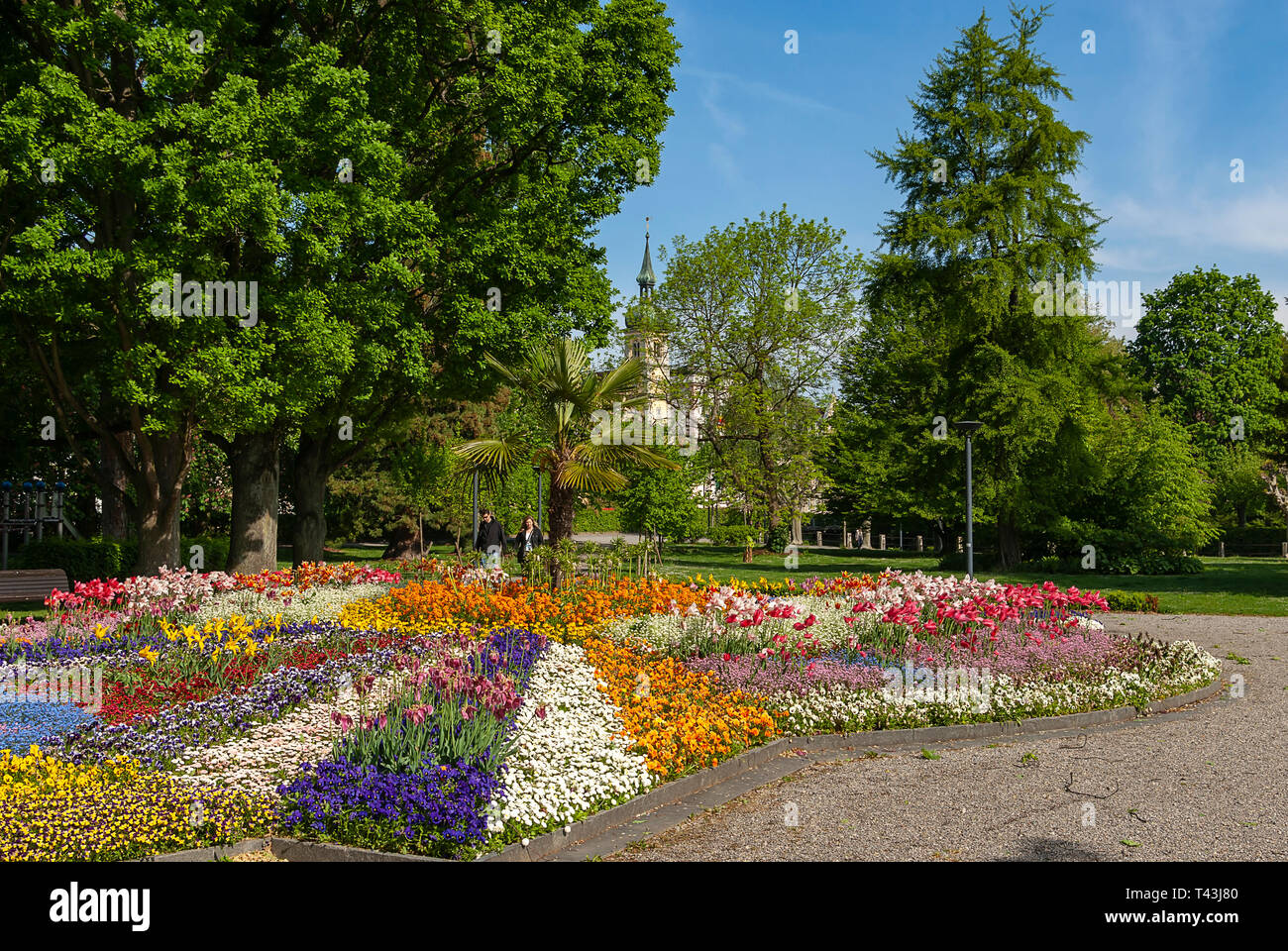 Au lac de Constance Constance, Allemagne : colorés de fleurs bonheur coeur  et âme dans le jardin de la ville, près du port Photo Stock - Alamy