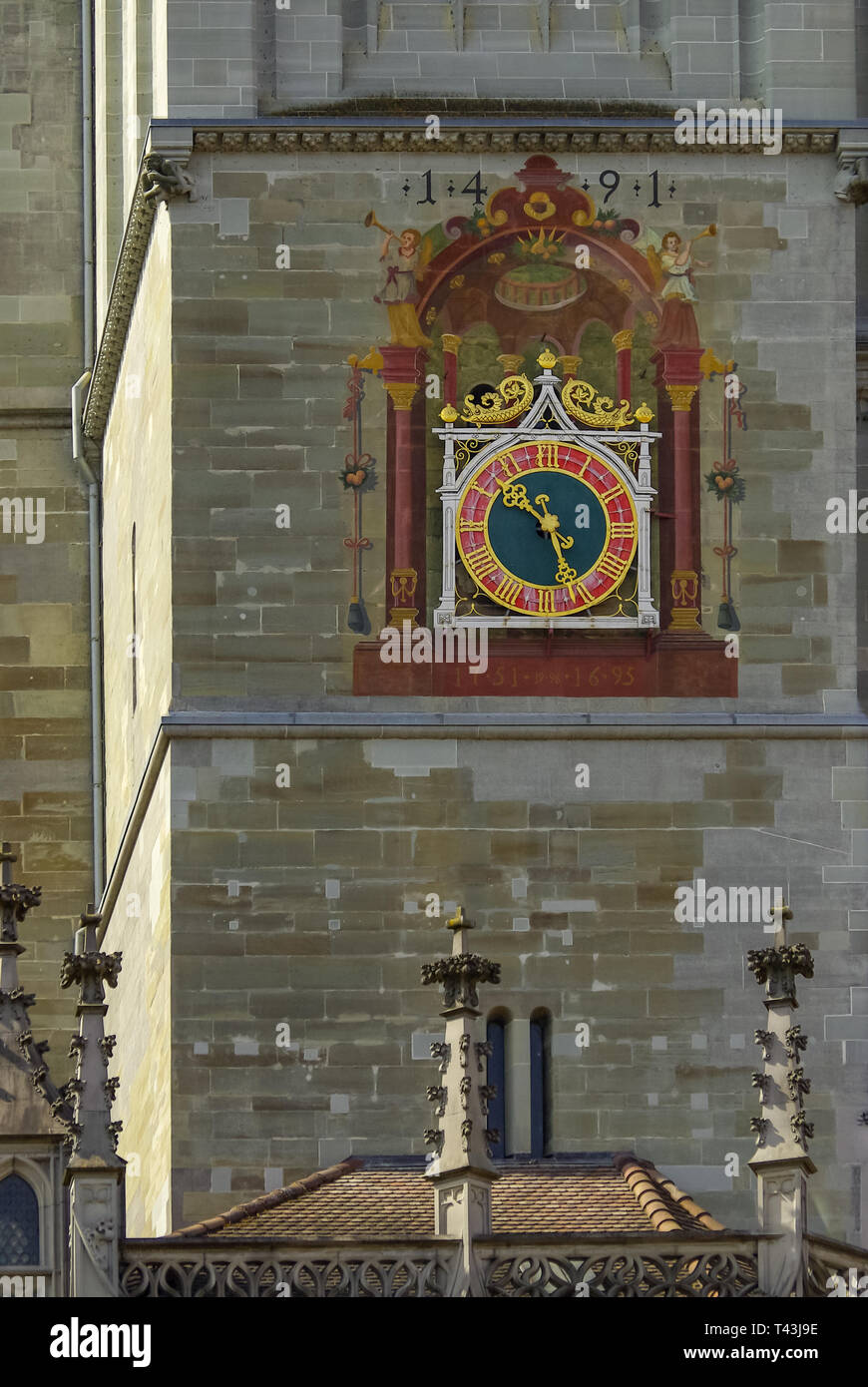 L'horloge de l'Église à la Cathédrale de Notre Dame de Constance, au bord du lac de Constance, Allemagne, Europe. Banque D'Images
