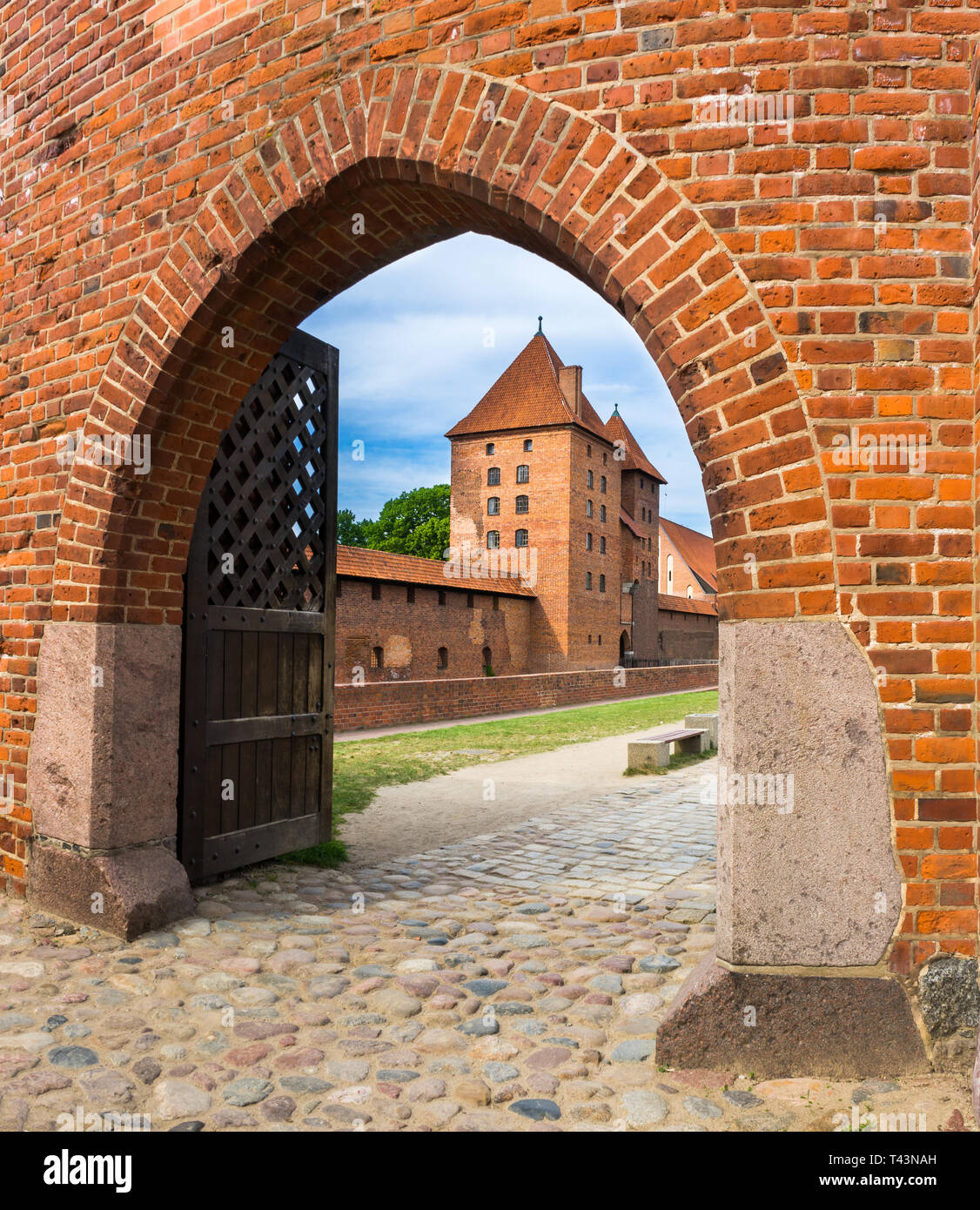 Le Château de l'Ordre Teutonique de Malbork construire en 13ème siècle situé près de la ville de Malbork, Pologne. Banque D'Images