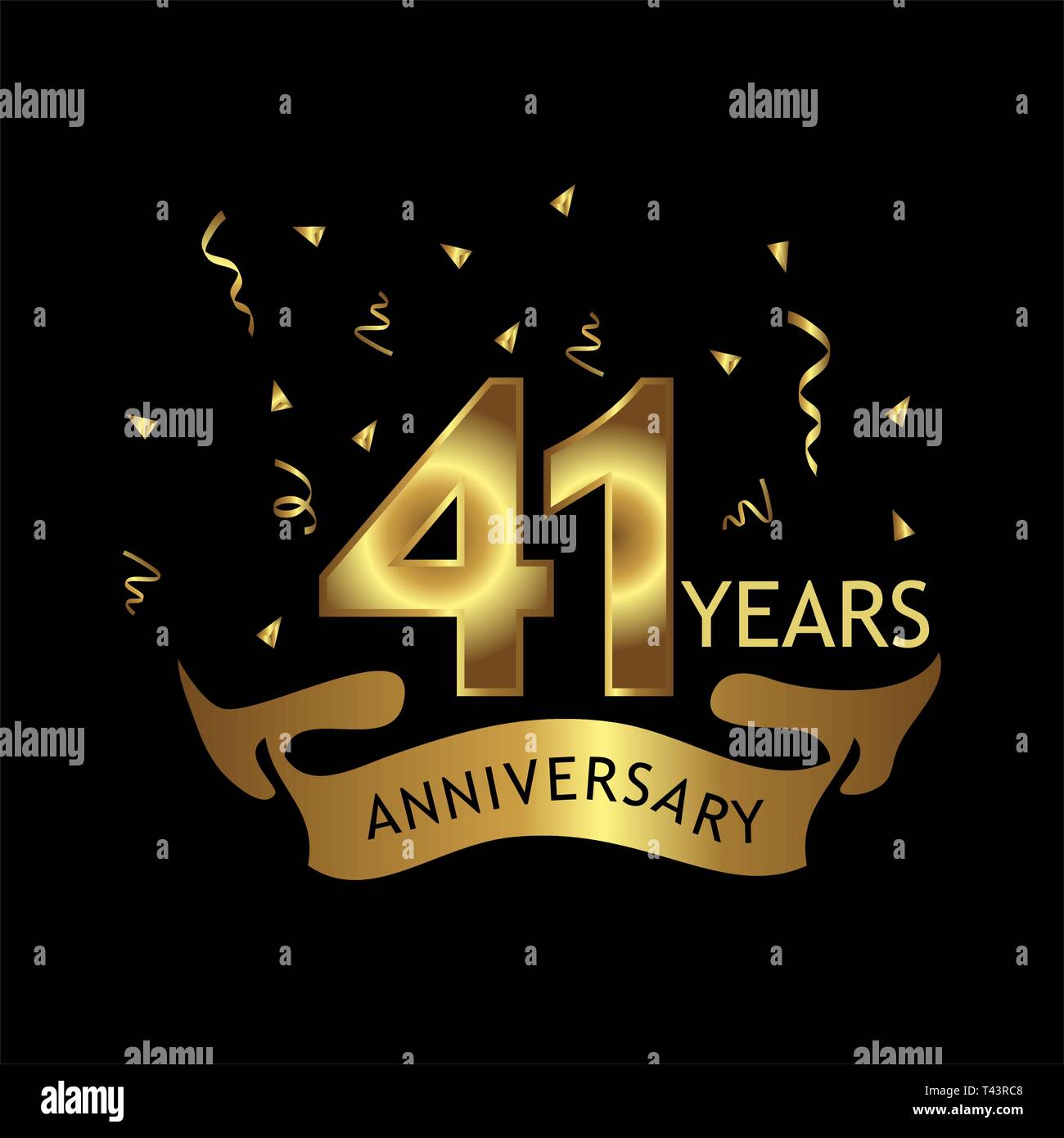 41 Ans Anniversaire Dore Anniversaire Modele De Conception Pour Le Web Jeu Creativite De L Affiche Depliant Brochure Magazine Flyer Carte Invitation Vector Image Vectorielle Stock Alamy