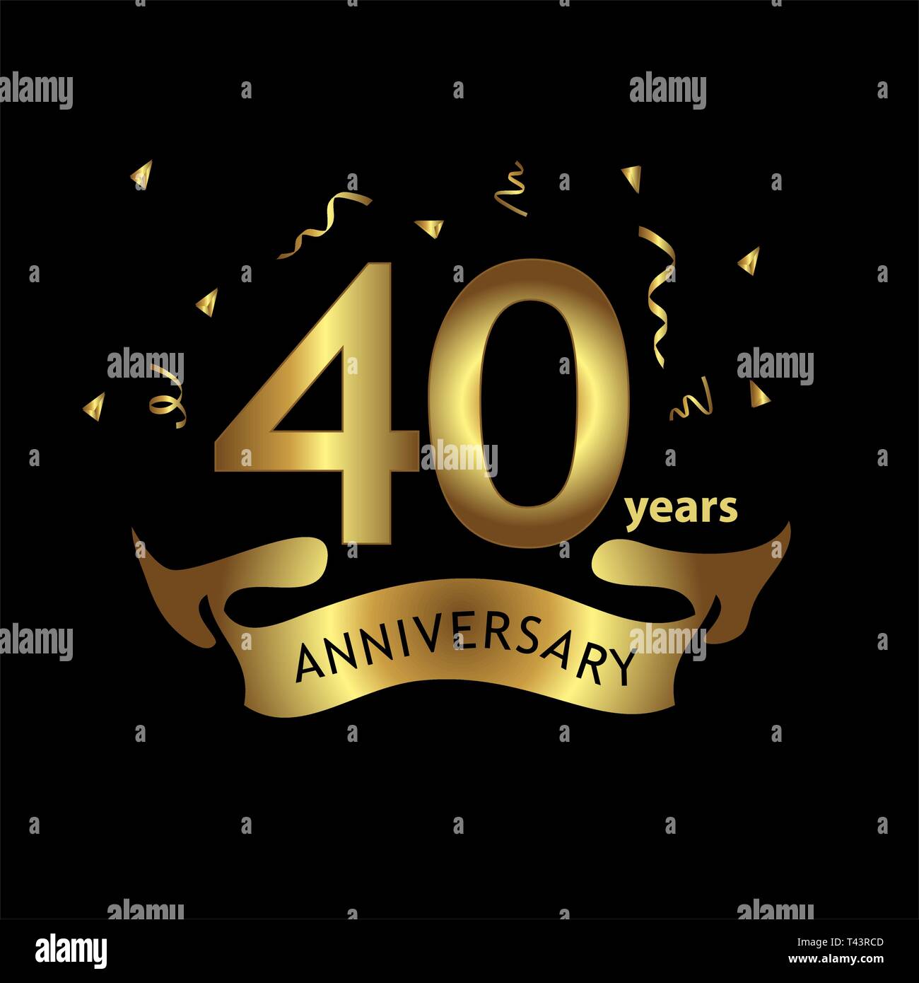 40 Ans Anniversaire Dore Anniversaire Modele De Conception Pour Le Web Jeu Creativite De L Affiche Depliant Brochure Magazine Flyer Carte Invitation Vector Image Vectorielle Stock Alamy