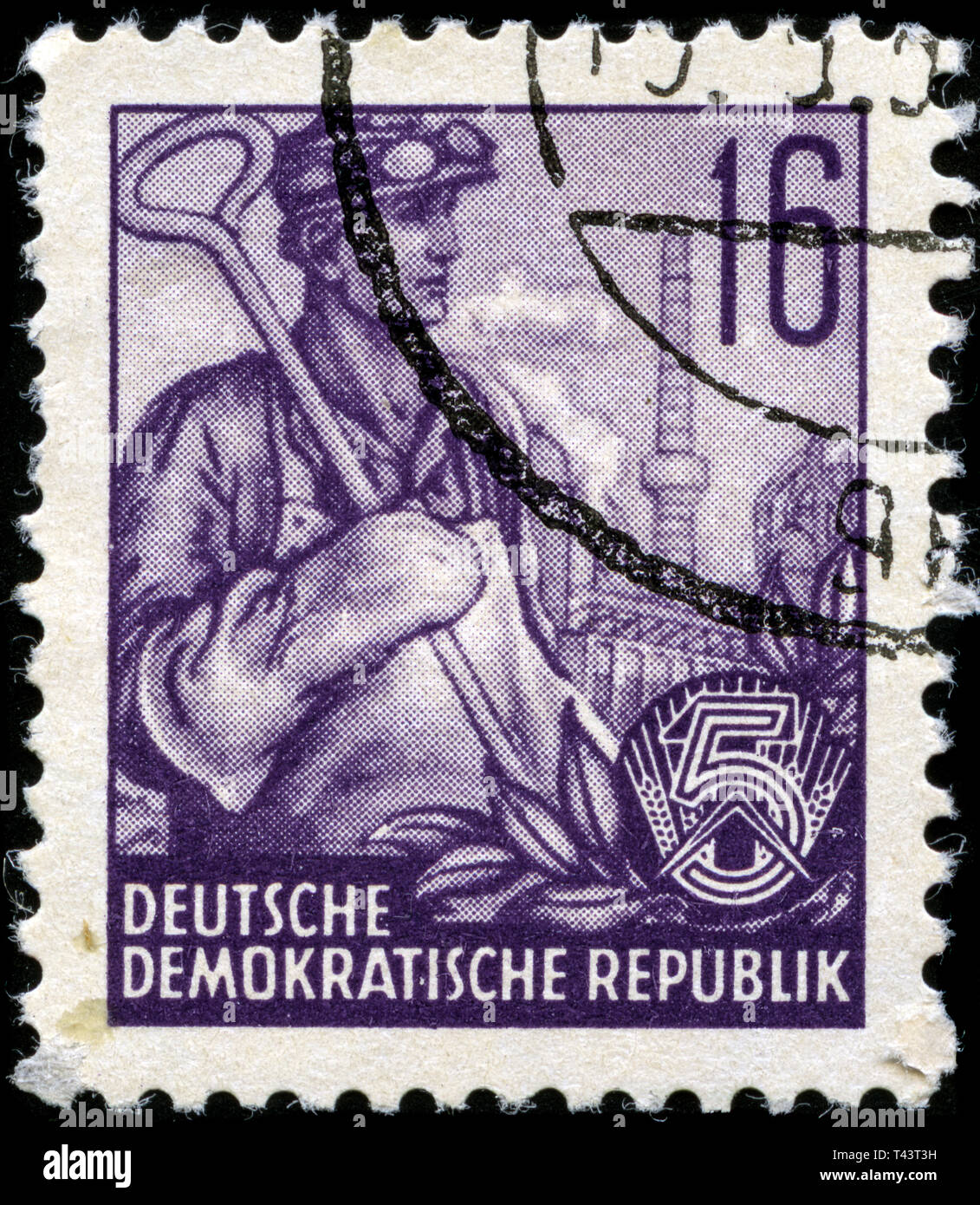 Timbre-poste de l'Allemagne de l'Est (DDR) dans la série émise en 1957 Banque D'Images