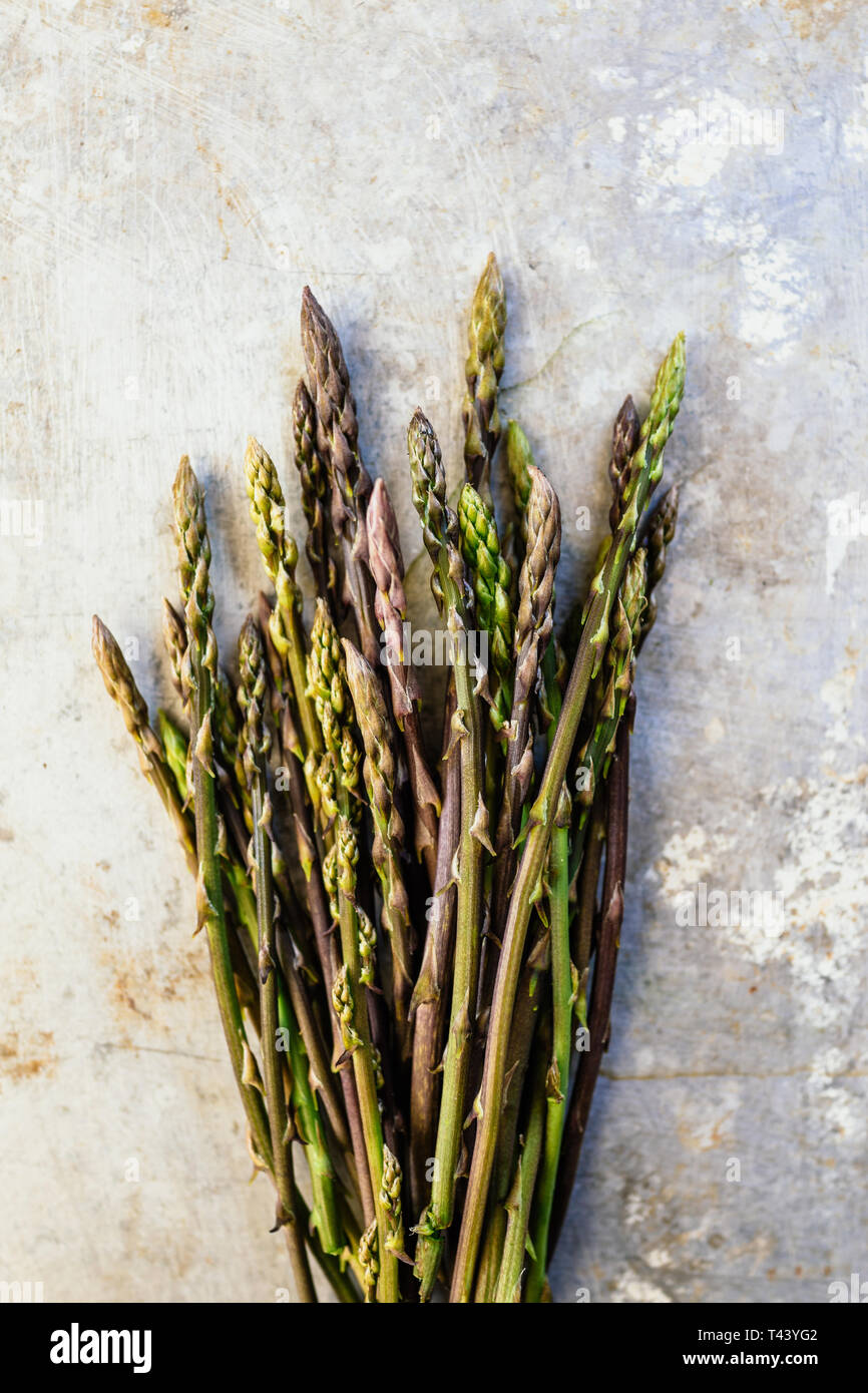 Asperges sauvages sur la surface de métal Banque D'Images