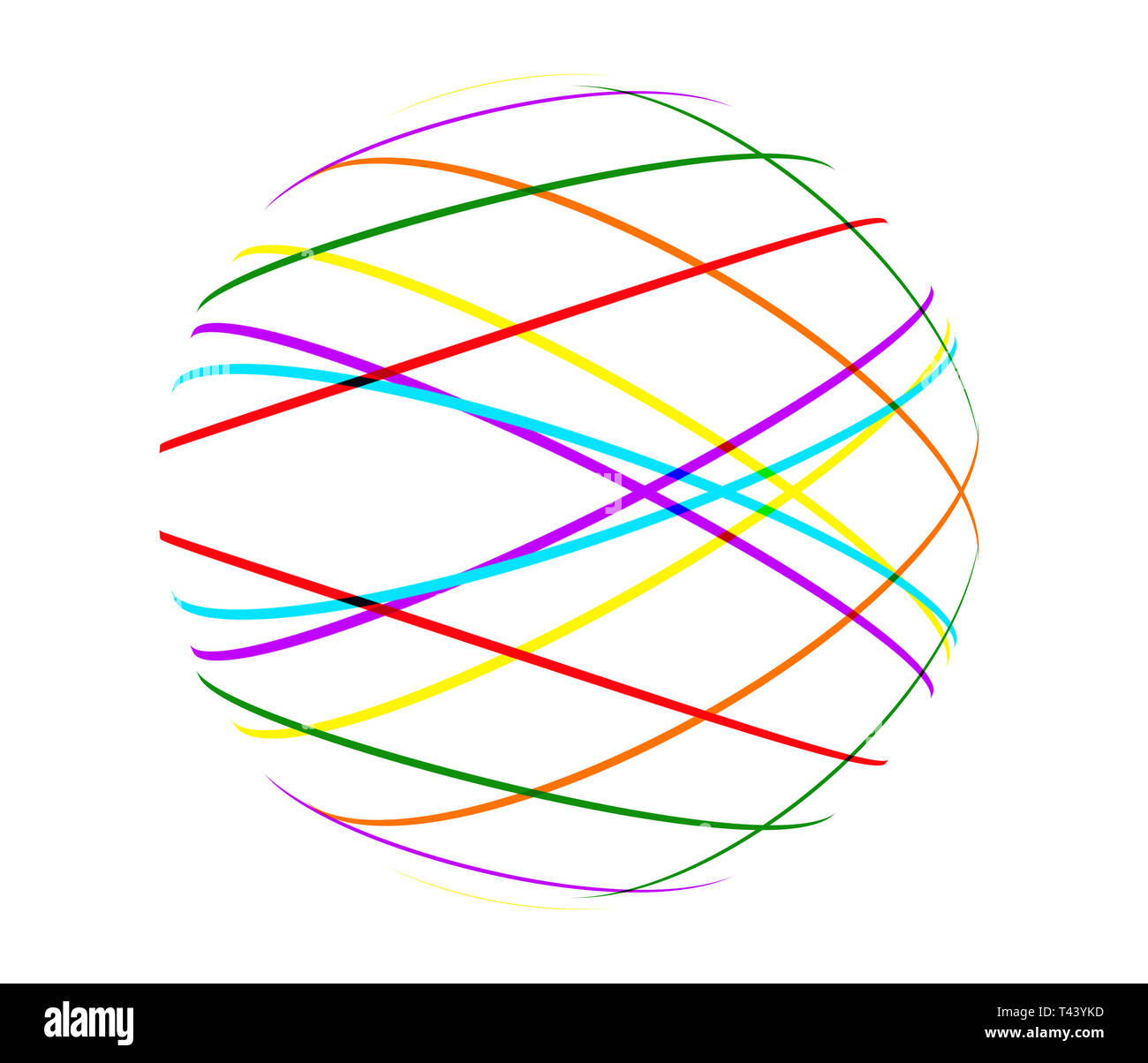 Abstract color lines ball sur fond blanc Banque D'Images