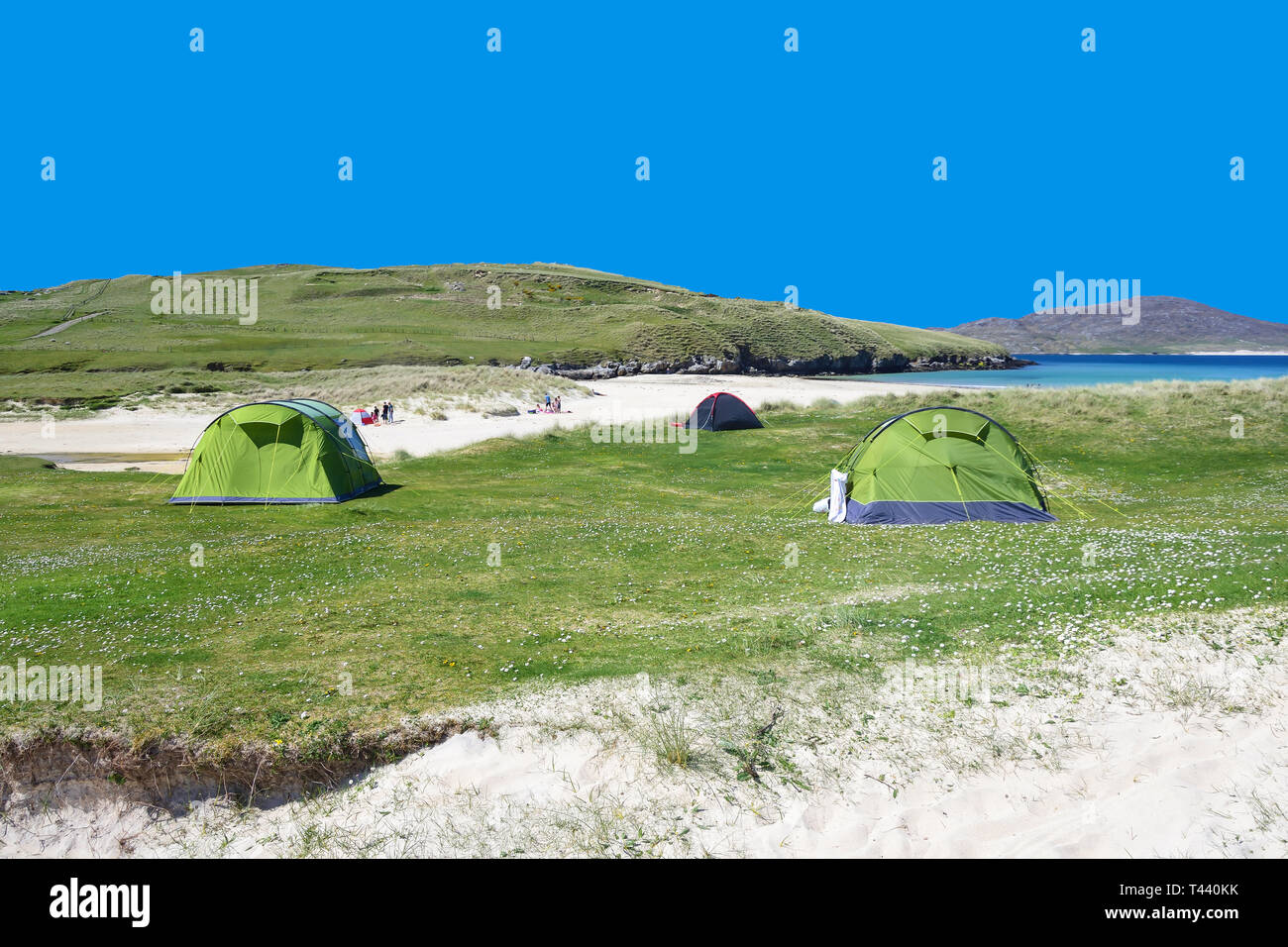 Camping de Traigh Horgabost, Isle of Harris, Outer Hebrides, Na h-Eileanan Siar, Ecosse, Royaume-Uni Banque D'Images