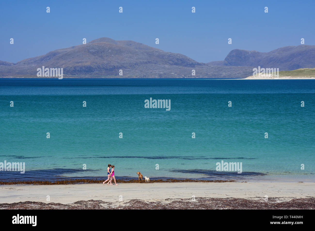 Plage de Traigh Horgabost, Isle of Harris, Outer Hebrides, Na h-Eileanan Siar, Ecosse, Royaume-Uni Banque D'Images