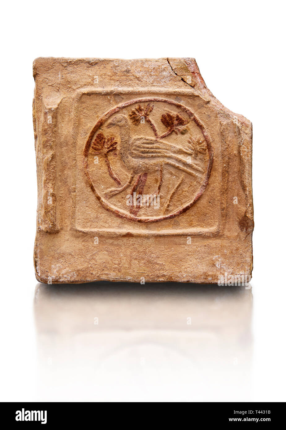 6ème-7ème siècle chrétien byzantin des carreaux de terre cuite représentant un oiseau - Produit en Byzacena - jour de la Tunisie. Ces premiers Christian terracott Banque D'Images