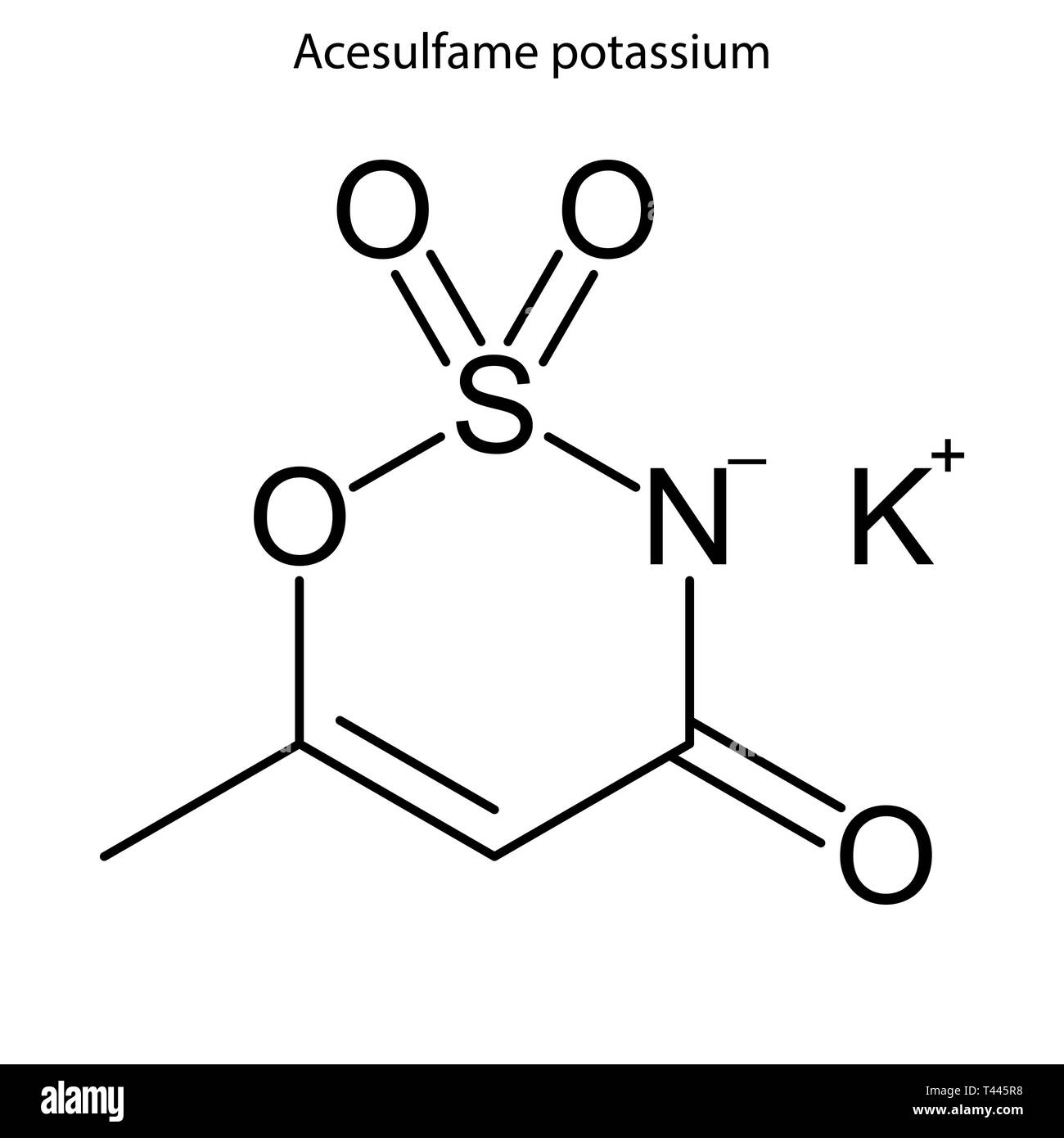 Formule topologique de l'acésulfame potassium. molécule chimique. Illustration de Vecteur