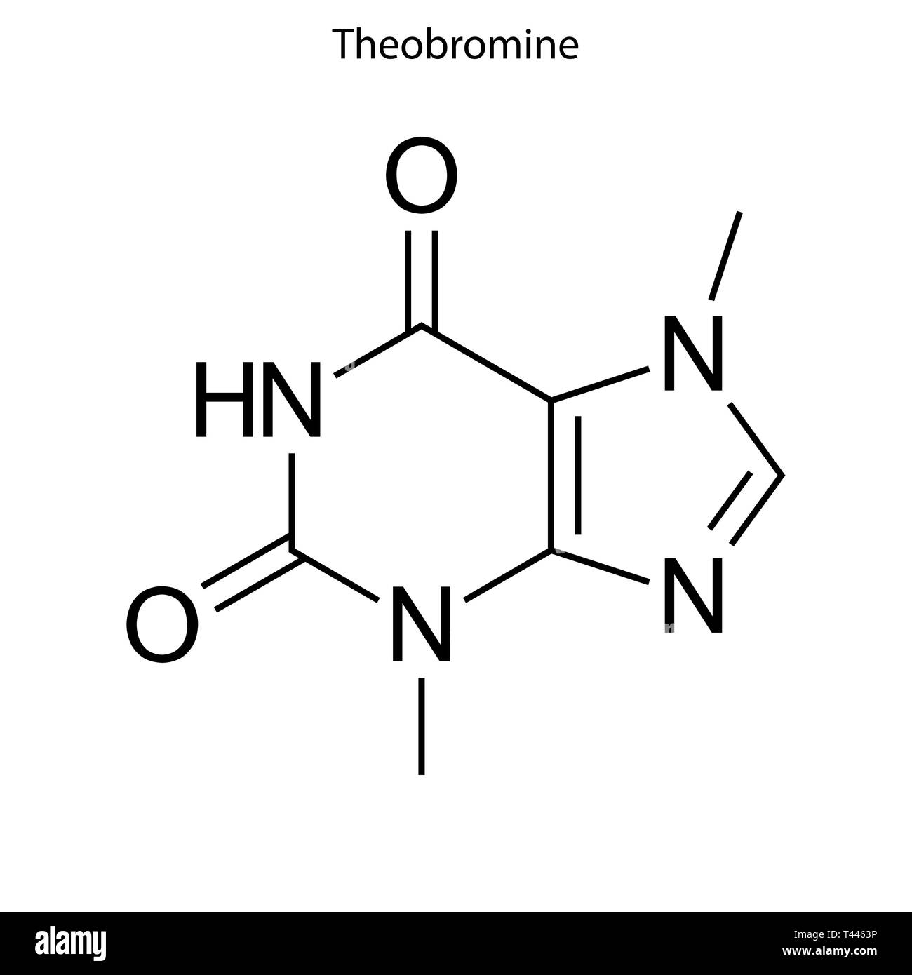 Formule topologique de la théobromine. molécule chimique Illustration de Vecteur