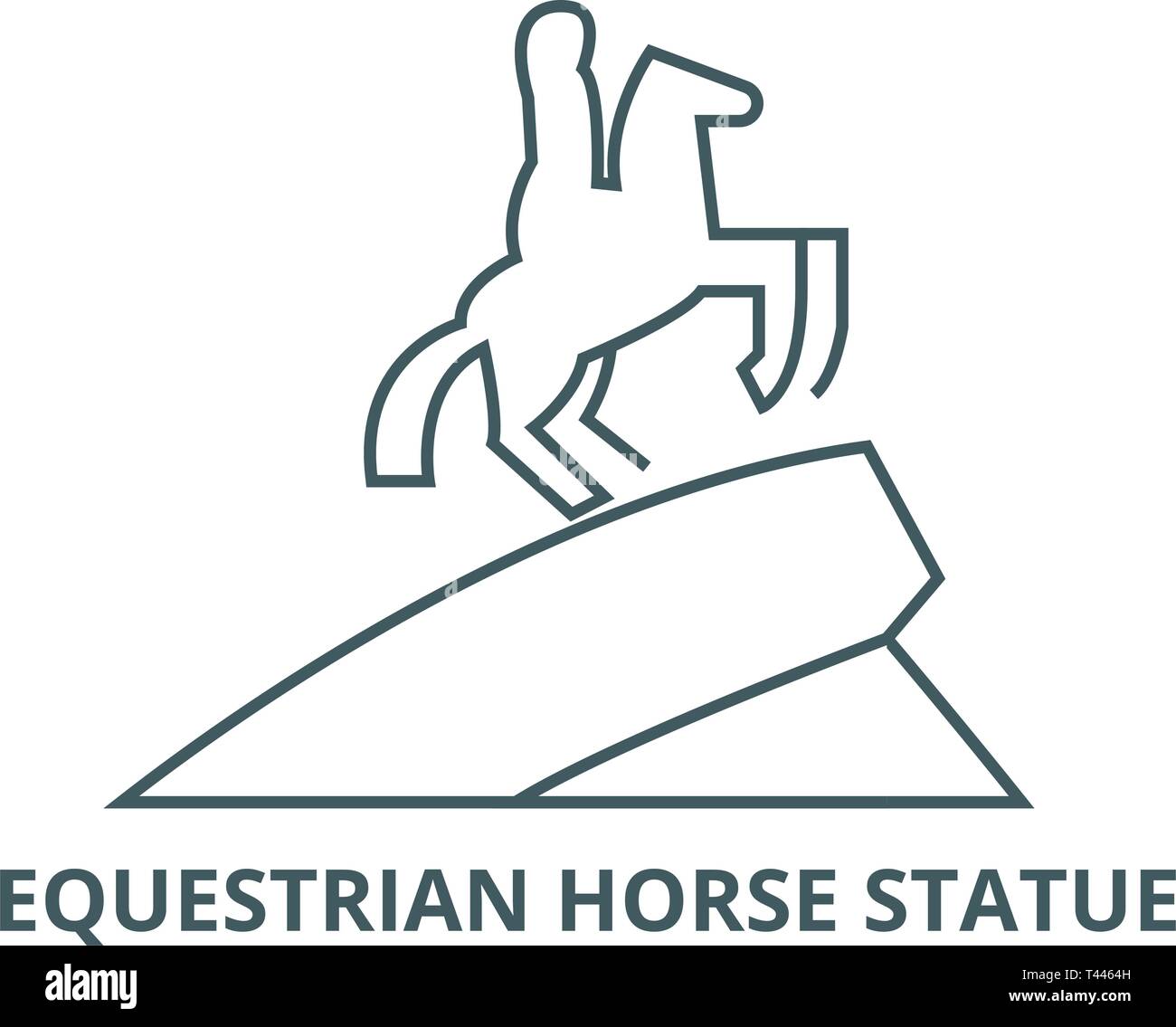 Equestrian statue cheval icône ligne, vecteur. Equestrian statue cheval