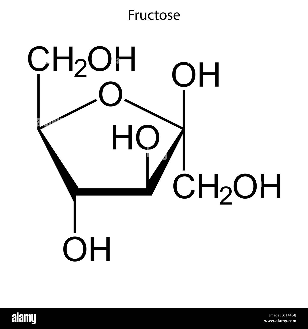 Formule topologique de molécule chimique de fructose. Illustration de Vecteur