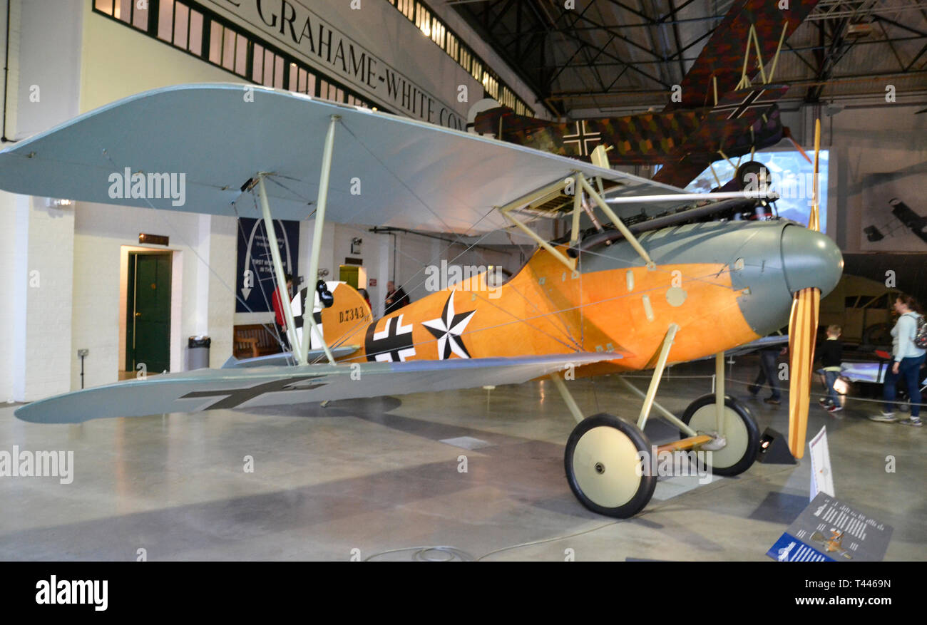 Un Albatros D.Va réplique avion au RAF Museum, Londres, Royaume-Uni. Celui-ci a été faite en 2011. L'avion allemand original a été conçu et construit en 1918. Banque D'Images