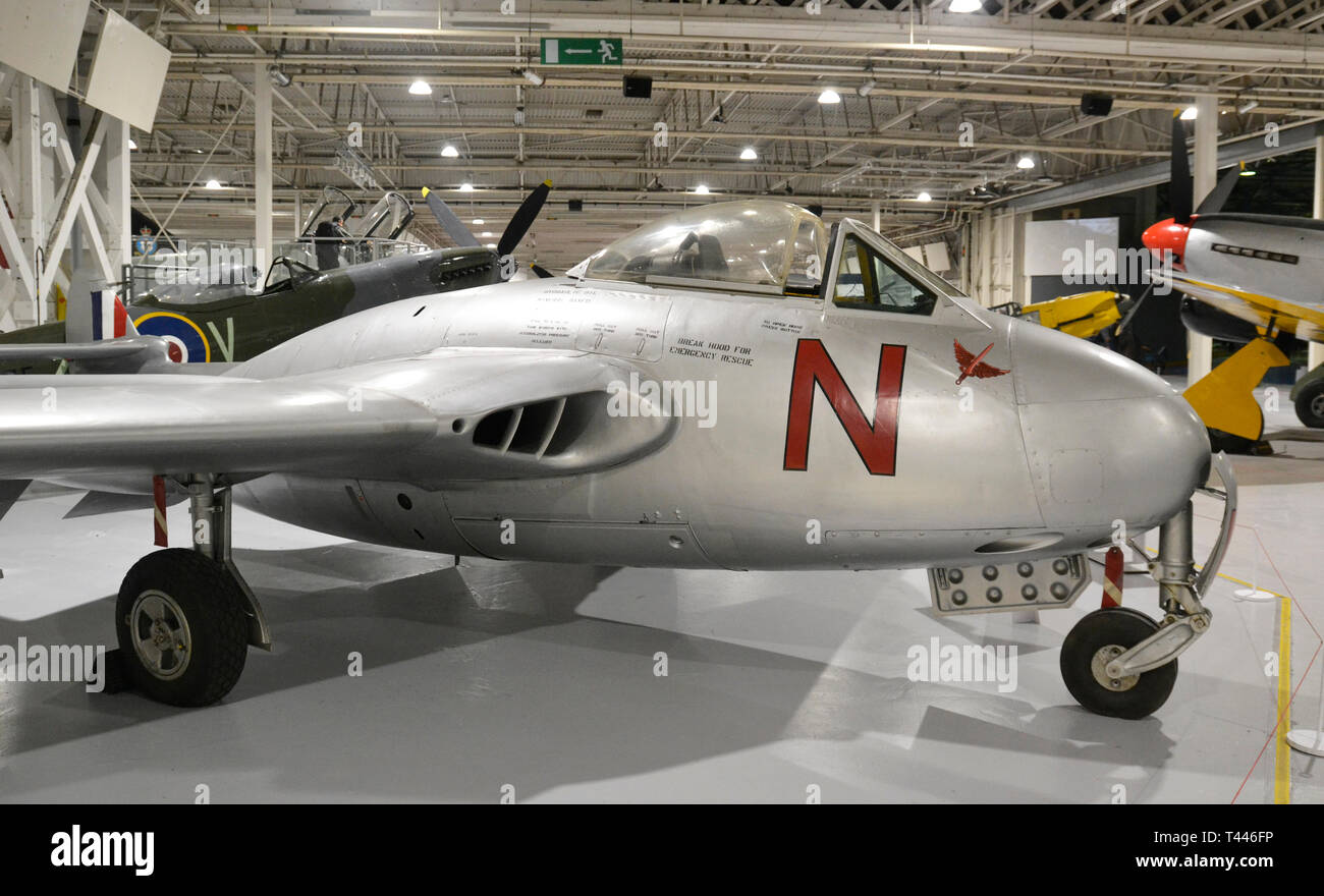 De Havilland Vampire F3 Fighter au RAF Museum, London, UK Banque D'Images