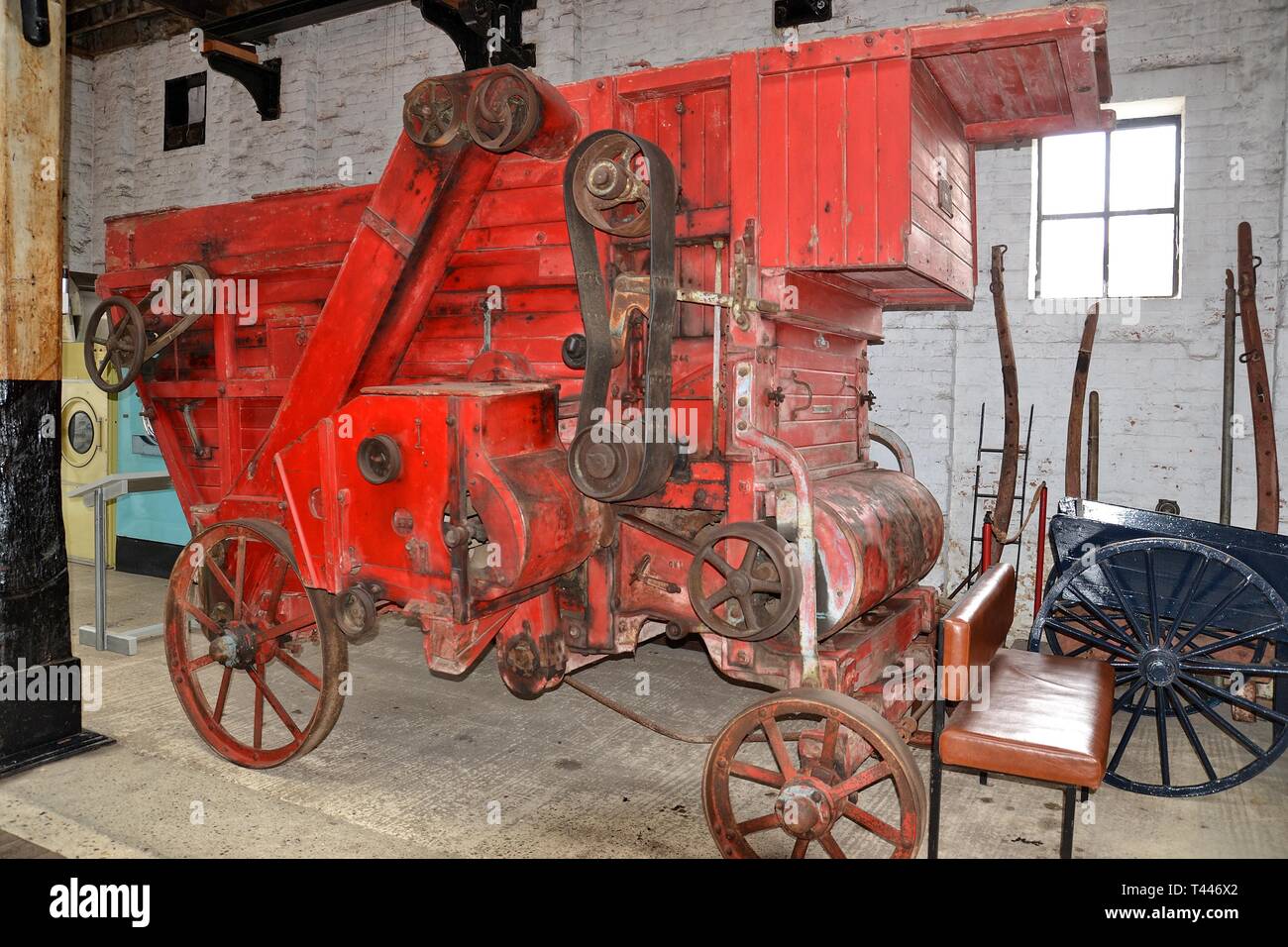 Un batteur ou à la boutique Long thrasher Museum, Woodbridge, Suffolk, UK Banque D'Images