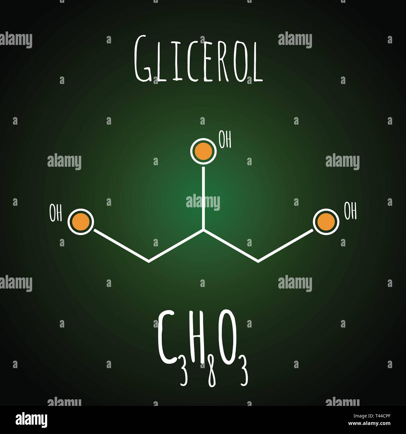 Formule chimique de la structure molécule de glycérol, de la science, vecteur illustration Illustration de Vecteur