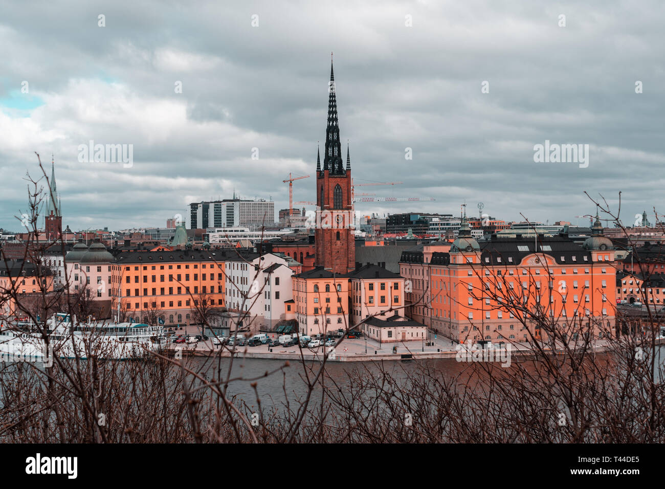 Editorial 03.26.2019 Stockholm Suède. Riddarholmen et l'emblématique vieille église sur la petite île Banque D'Images