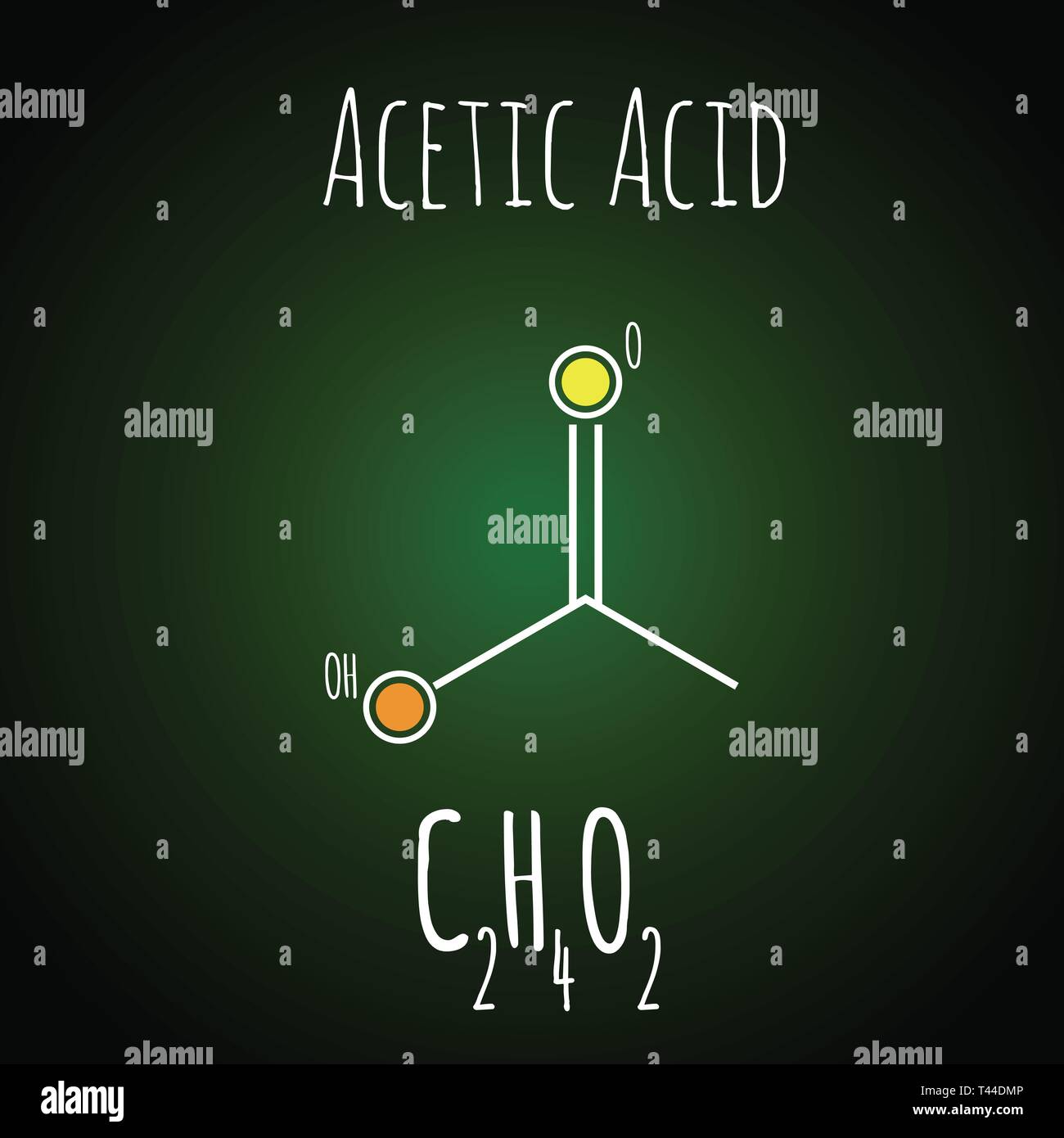 L'acide acétique, acide ethanoic, est le deuxième plus simple formule acide carboxylique, un produit chimique industriel Illustration de Vecteur