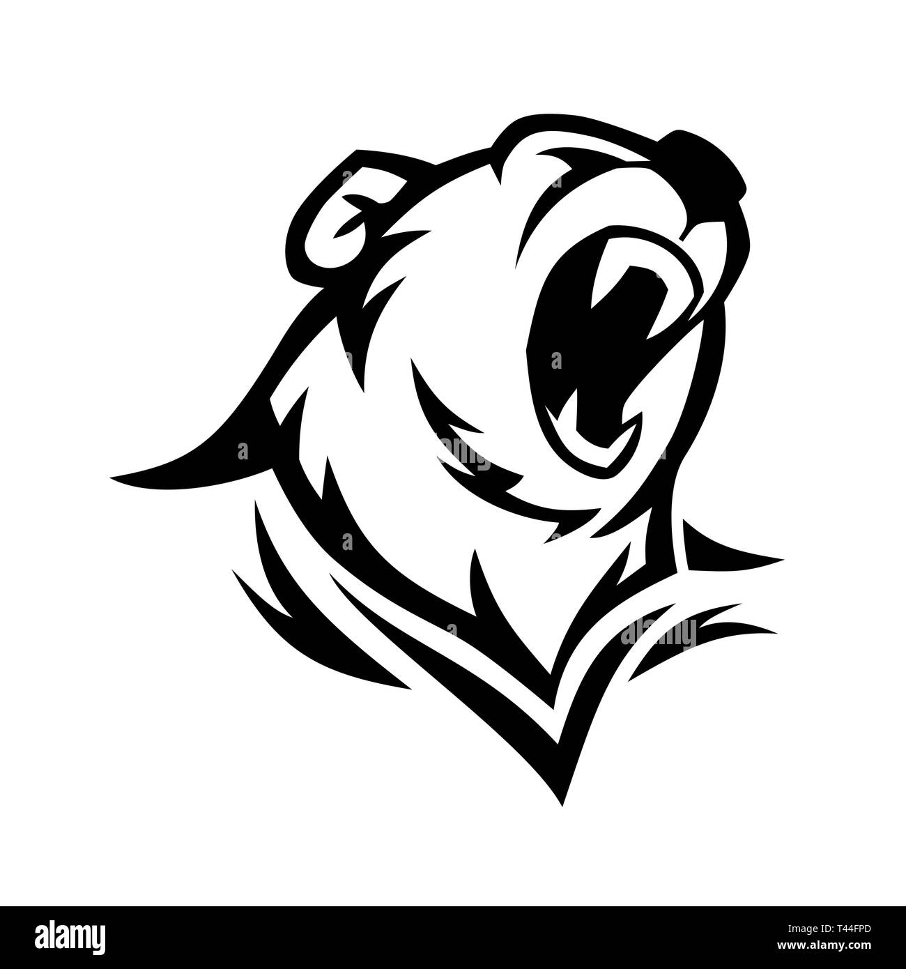 Tête d'ours en colère image vectorielle. Grizzly avec grandes dents. Illustration de Vecteur