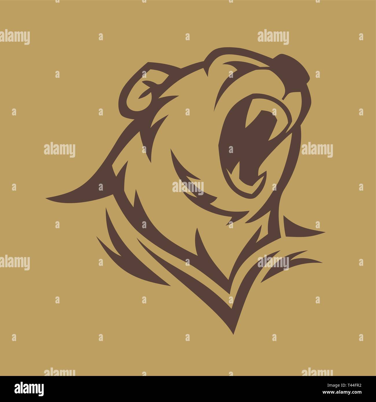 Tête d'ours en colère image vectorielle. Grizzly avec grandes dents. Illustration de Vecteur