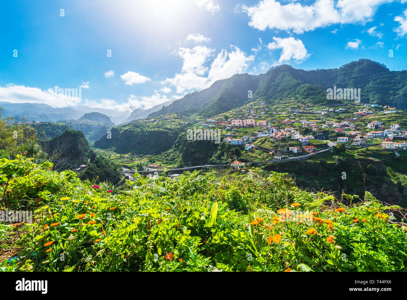 Vue de village de Faial, l'île de Madère, Portugal Banque D'Images