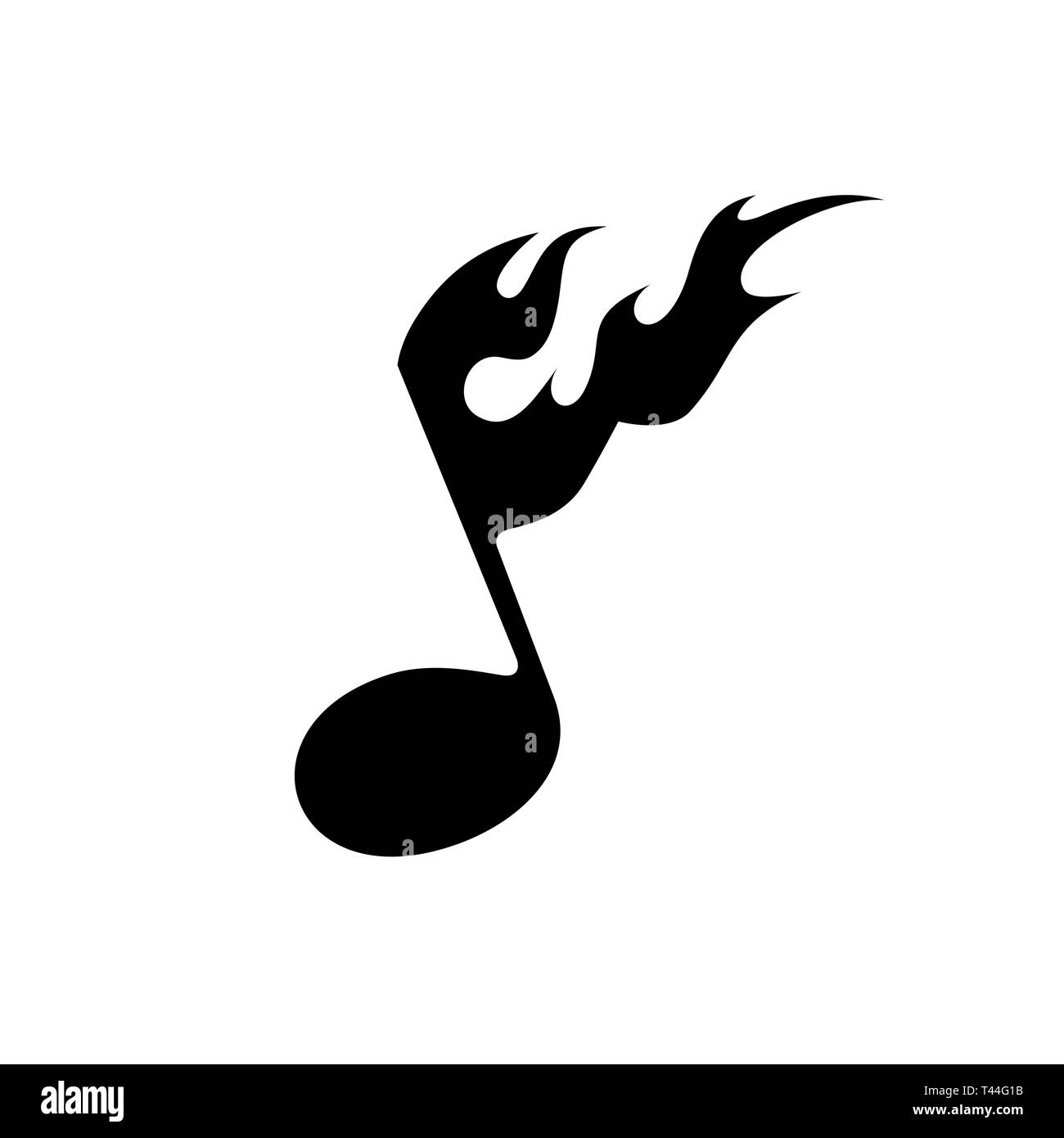 Chanter vecteur d'une note avec une flamme stylisée. Le symbole du feu et de la musique Illustration de Vecteur