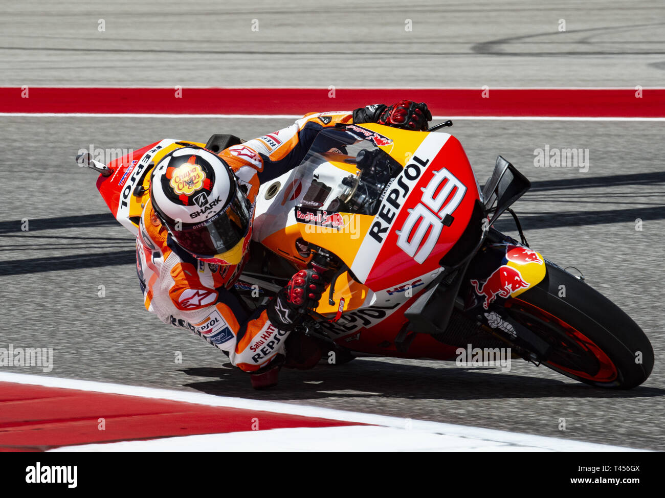 Austin, Texas, États-Unis 13 avr, 2019. 99 ''JORGE LORENZO'' de Repsol Honda Team essayant de gagner un peu de terrain à son tour 7. Credit : Hoss McBain/ZUMA/Alamy Fil Live News Banque D'Images