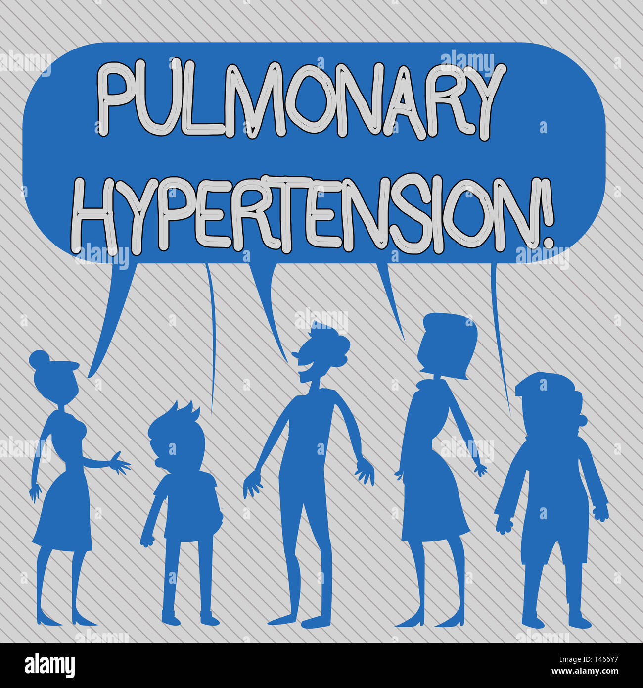 Signe texte montrant l'hypertension artérielle pulmonaire. Photo d'affaires présentant une pression élevée dans la circulation pulmonaire Figure Silhouette de personnes parlant Banque D'Images