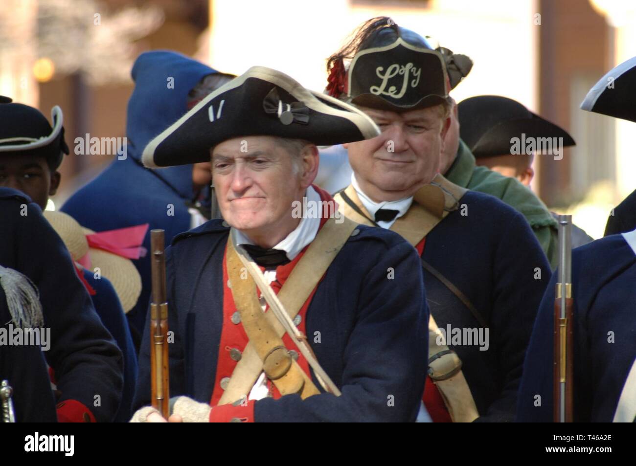 Scènes d'un Virginia State Historical Marker et cérémonie de dévoilement qui a eu lieu à Virginia Beach le mercredi 6 mars 2019. Le repère historique, situé sur le bord de la route de Shore Drive, qui commémore la rencontre de trois commandants le 5 septembre 1781 pendant la guerre d'indépendance entre le général George Washington, commandant de l'ensemble des armées américaine et française, comte de Rochambeau, commandant de l'armée expéditionnaire française, et l'amiral François Joseph Paul de Grasse, commandant d'une grande flotte de navires de guerre français. La réunion a eu lieu à bord du navire amiral de Grasse off Lynnhaven Banque D'Images