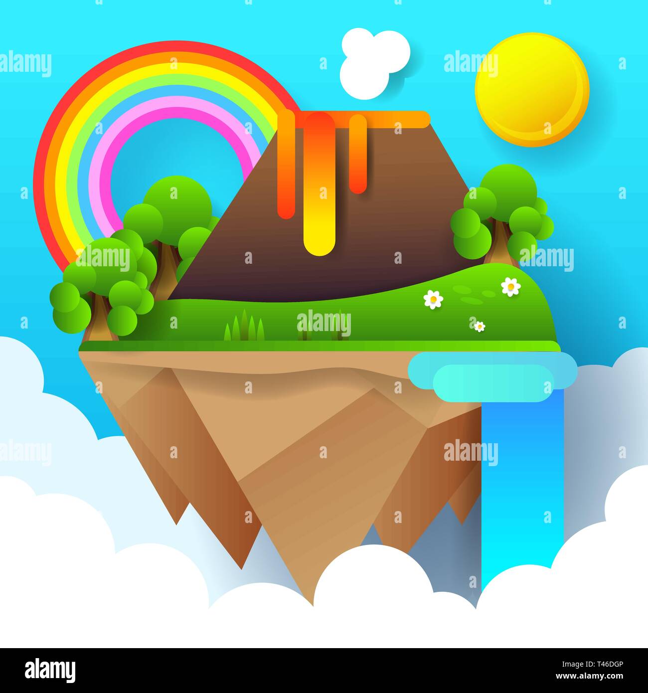 De l'éruption du volcan cataclysme naturel pour votre conception d'illustration vectorielle Illustration de Vecteur