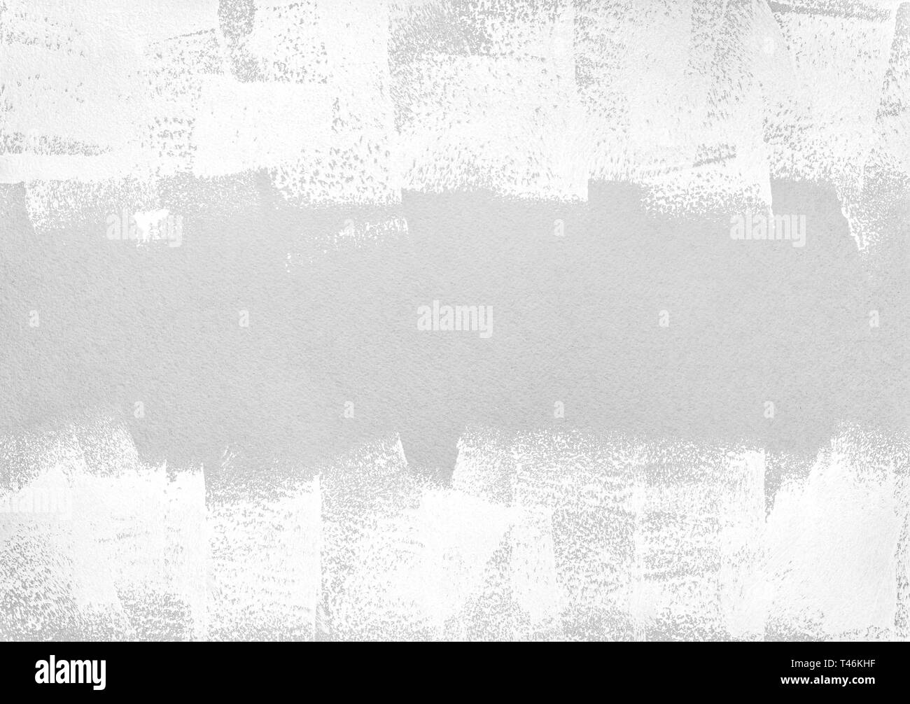 Papier gris clair peint en blanc avec rouleau à peindre la texture des coups de pinceau. Banque D'Images