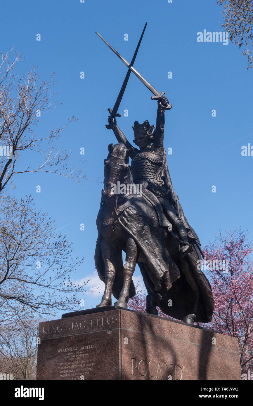 Le roi Jagellon Monument, Central Park, NYC Banque D'Images