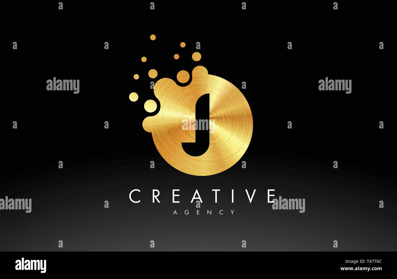 Points métal or Lettre J Logo. J Lettre vecteur de conception avec des points. Illustration de Vecteur