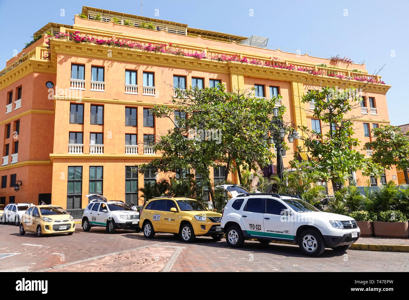 Cartagena Colombie,Hôtel Charleston Santa Teresa,hôtel,extérieur,plaza,taxi taxis taxi taxi taxis taxi taxis taxi taxis, COL190122019 Banque D'Images