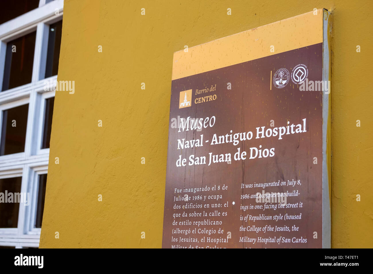 Cartagena Colombie,Museo Naval del Caribe,Caribbean naval Museum,Antiguo Hospital de San Juan de Dios,panneau d'interprétation,COL190122033 Banque D'Images