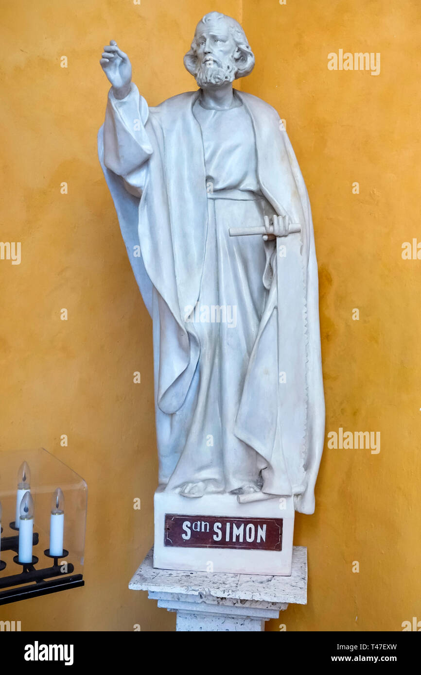 Cartagena Colombie,Convento de Santo Domingo,couvent,Eglise catholique,statue,apôtre,Saint Simon,intérieur,COL190122074 Banque D'Images
