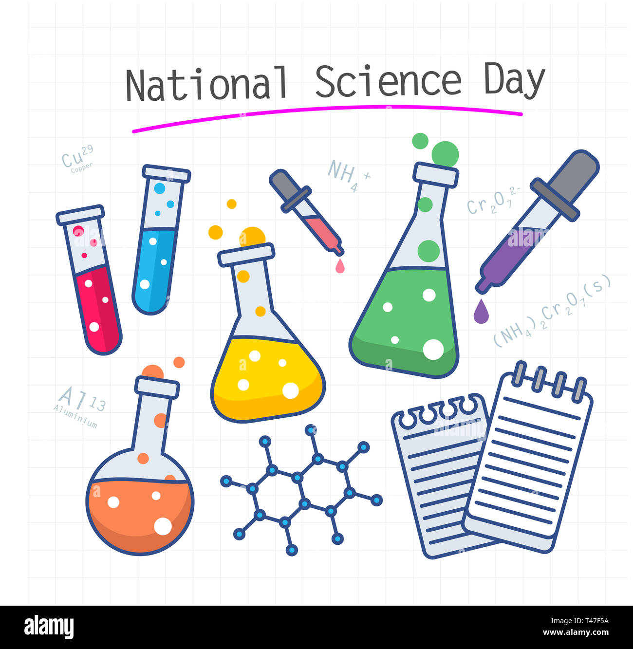 Vector Illustration graphique de journée nationale de la Science Banque D'Images