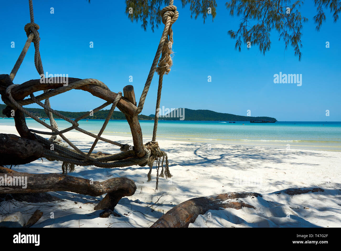 Plage de belle journée ensoleillée. L'île de Koh Rong Sanloem Sarrasine, Bay. Le Cambodge, en Asie voyage vaccation Banque D'Images