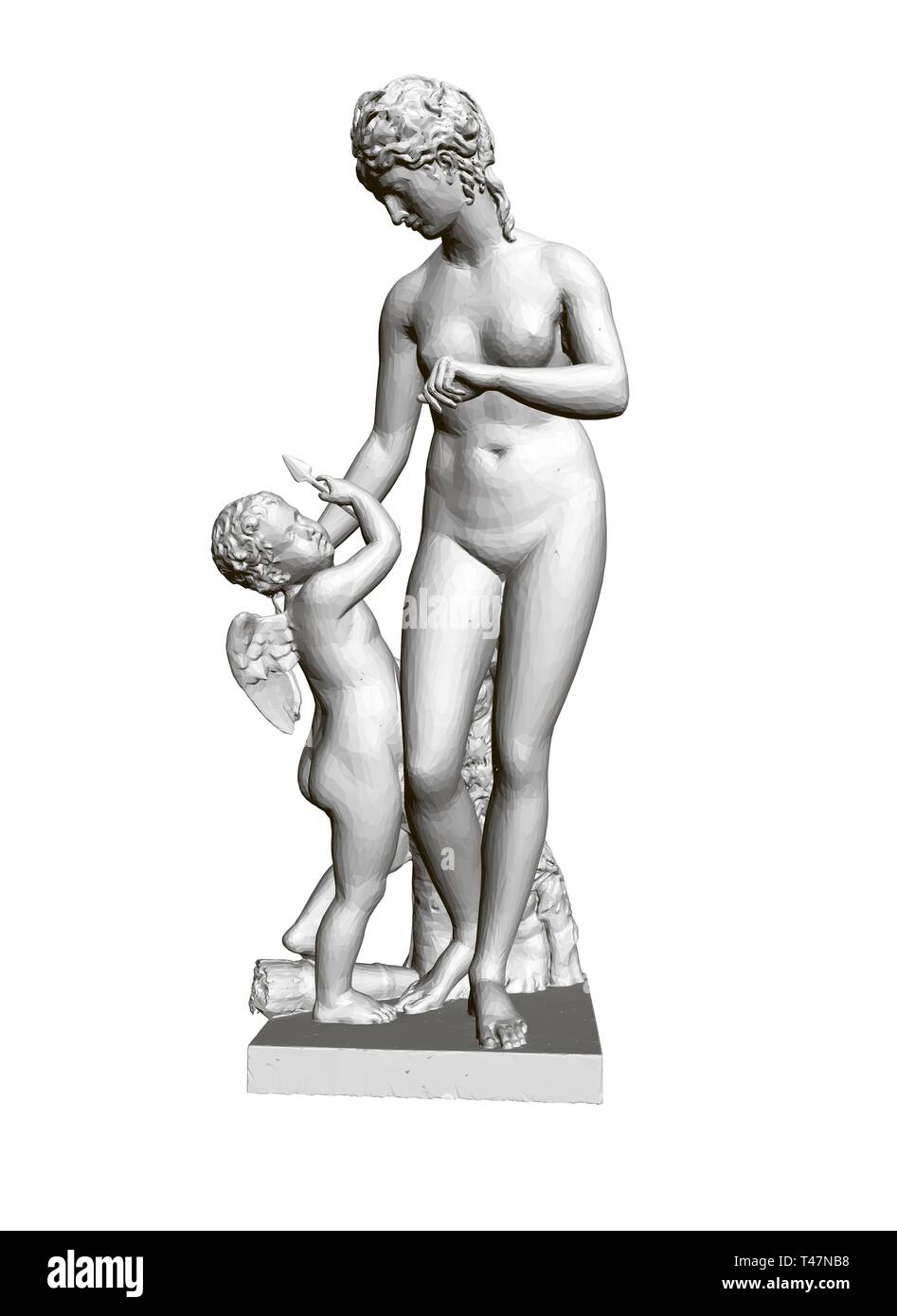 Vénus Sculpture Cupid blâme. 3D. Sculpture polygonale de Vénus et Cupidon. Vector illustration Illustration de Vecteur