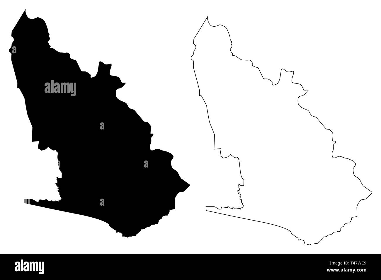 Région de l'Ouest (divisions administratives du Ghana, République du Ghana) map vector illustration, scribble sketch carte de l'Ouest Illustration de Vecteur