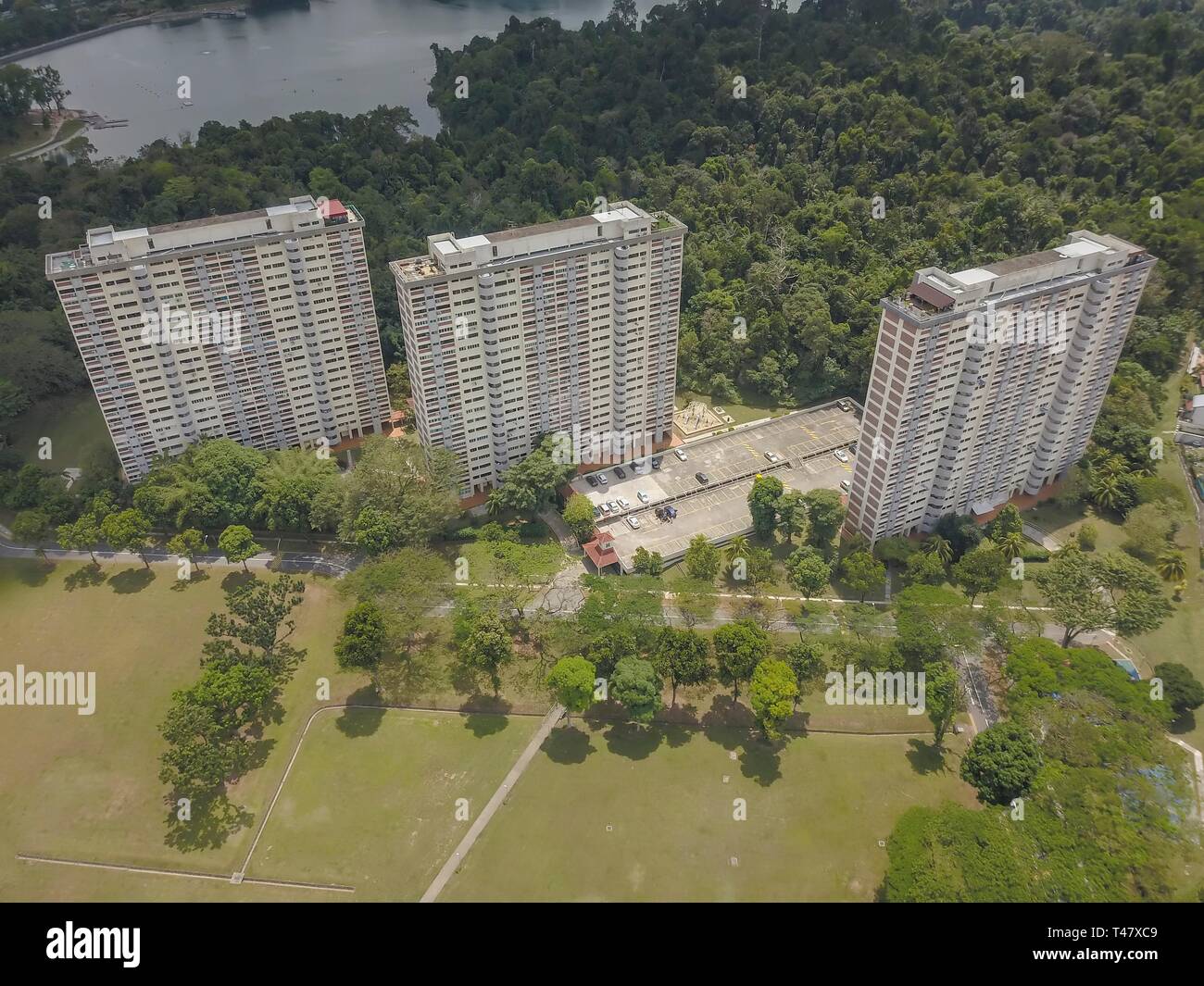 Vue aérienne d'un petit domaine et la nature Banque D'Images