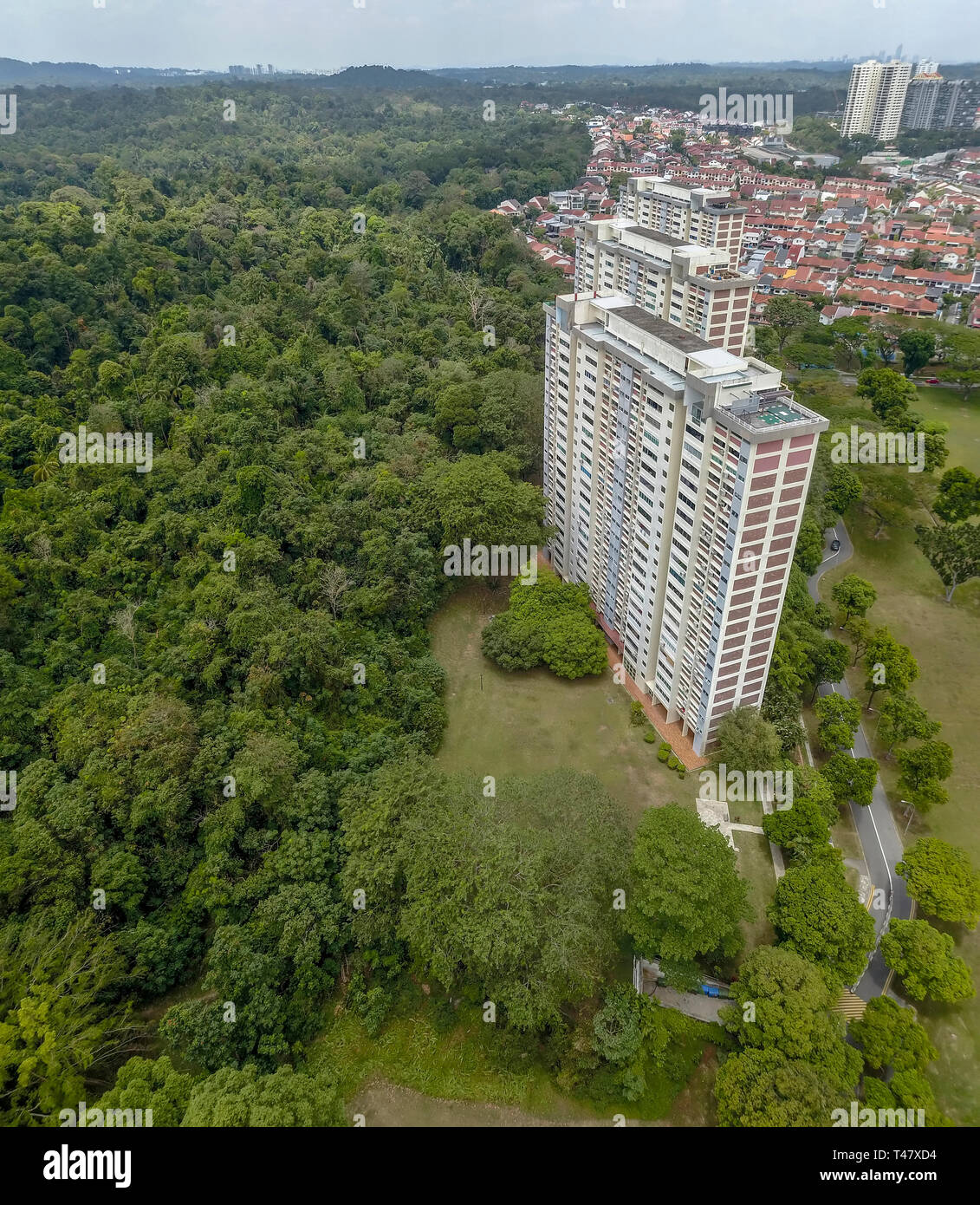 Vue aérienne d'un petit domaine et la nature Banque D'Images