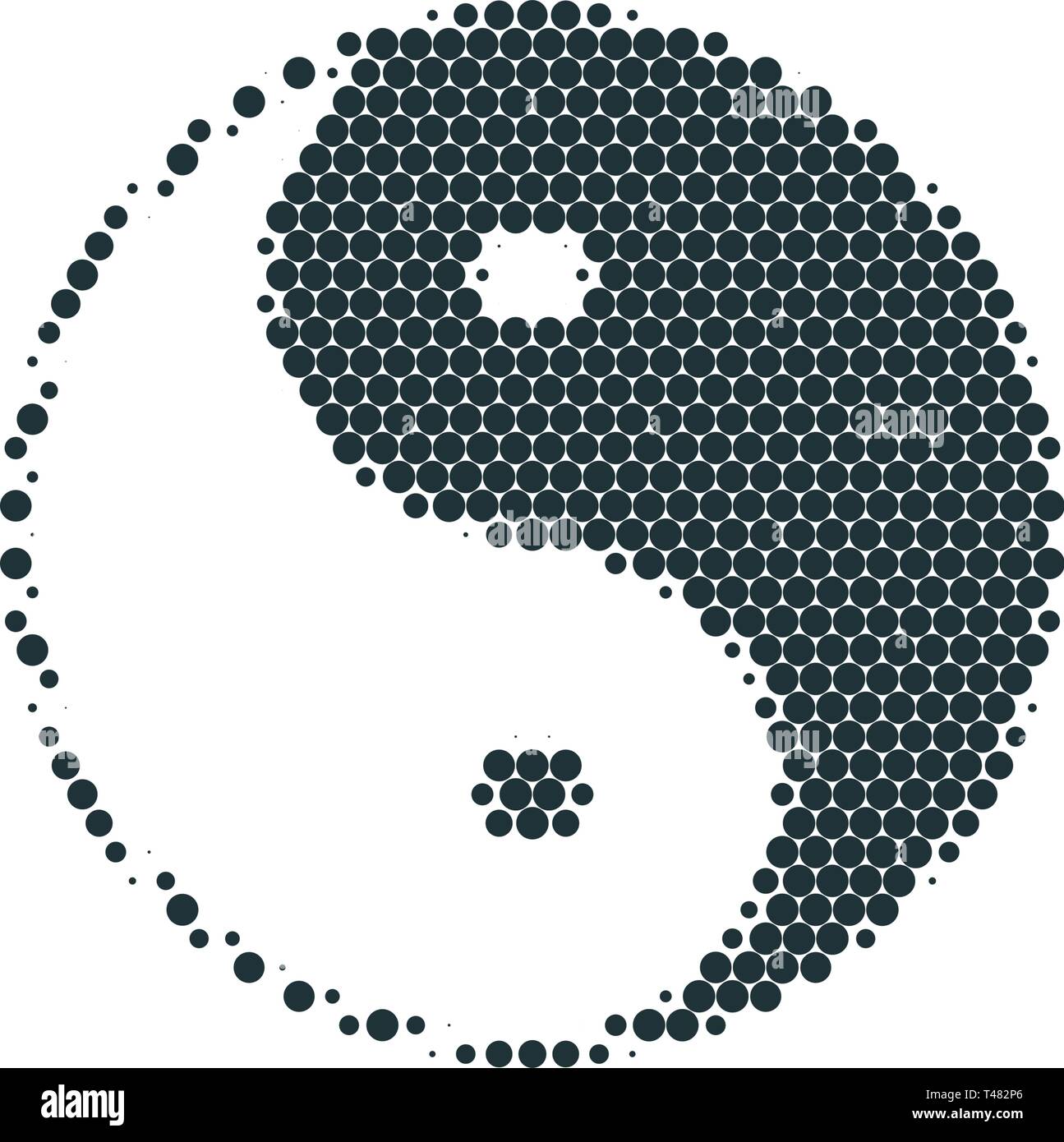 Ronde demi-ton icône Yin Yang. Vector illustration isolé sur fond blanc Illustration de Vecteur