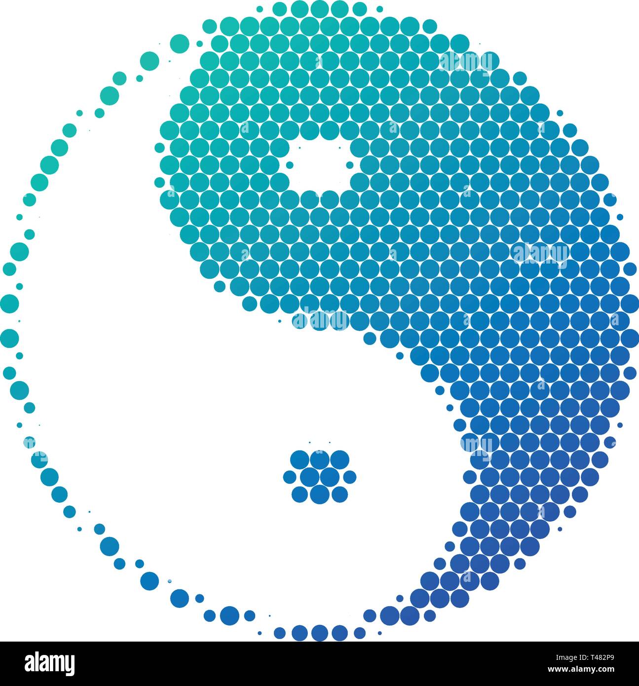 Ronde demi-ton icône Yin Yang en bleu dégradé. Vector illustration isolé sur fond blanc Illustration de Vecteur
