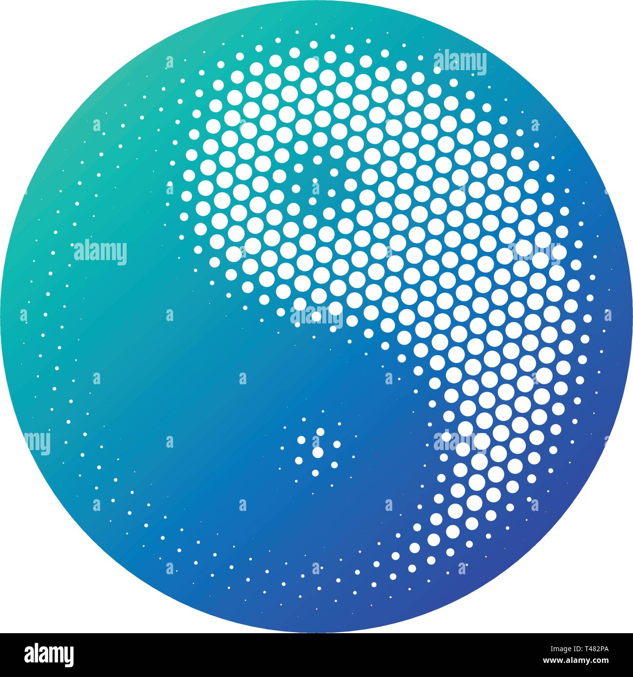 Ronde demi-ton icône Yin Yang en bleu dégradé. Vector illustration isolé sur fond blanc Illustration de Vecteur