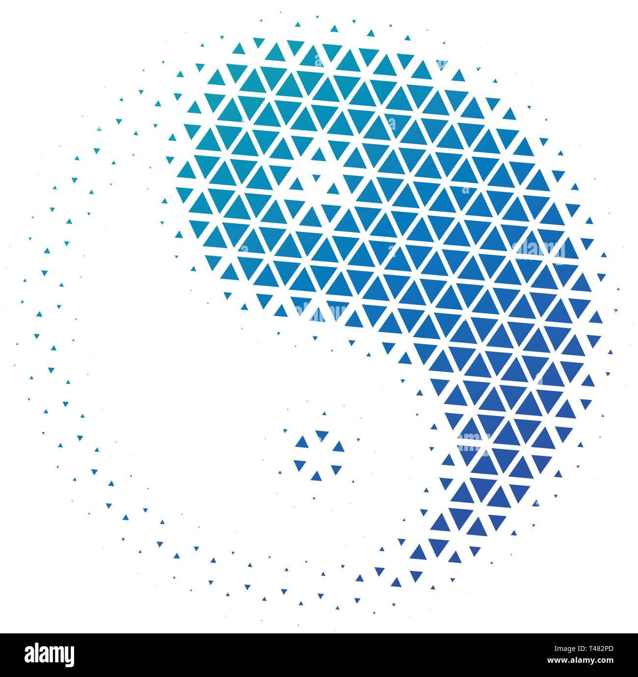 Triangles de demi-ton icône Yin Yang en bleu dégradé. Vector illustration isolé sur fond blanc Illustration de Vecteur