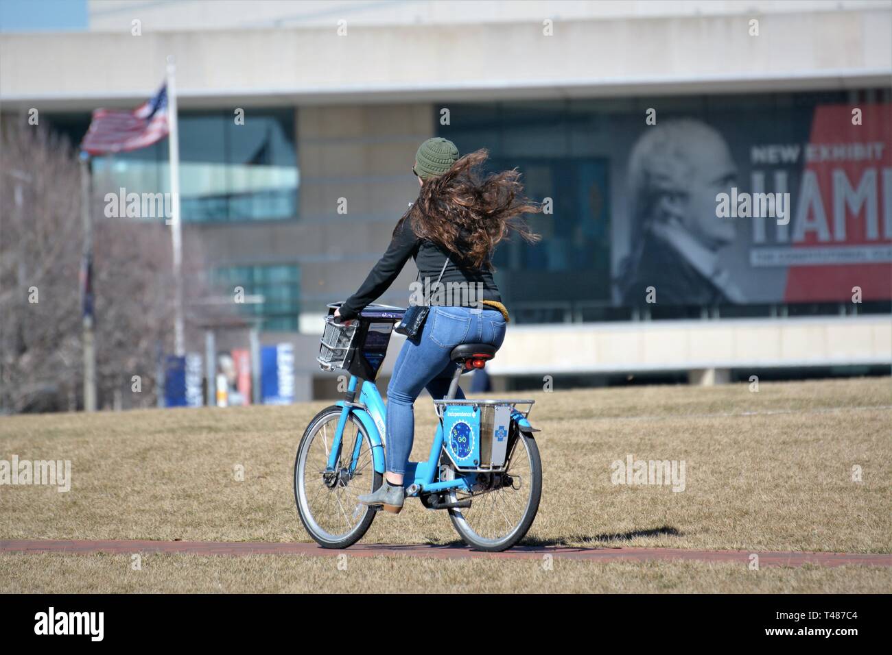 Location de vélo au public à Philadelphie pour réduire la congestion et la pollution et de l'aide sur les grands problèmes de stationnement pour les touristes Banque D'Images